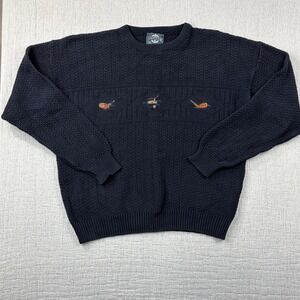 Vintage Jantzen Mens Cotton‎ Knit Navy Golf Club Embroidered Sweater L USA Made